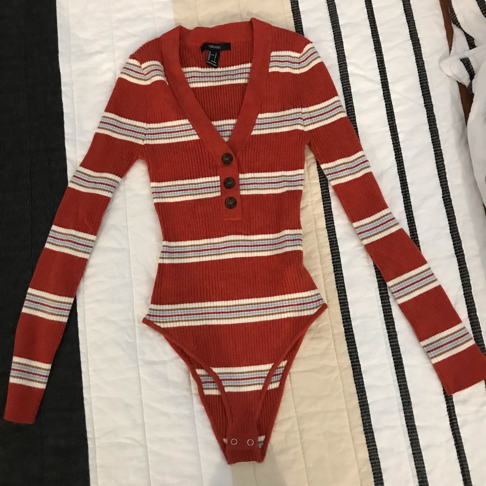 Forever 21 Striped Bodysuit